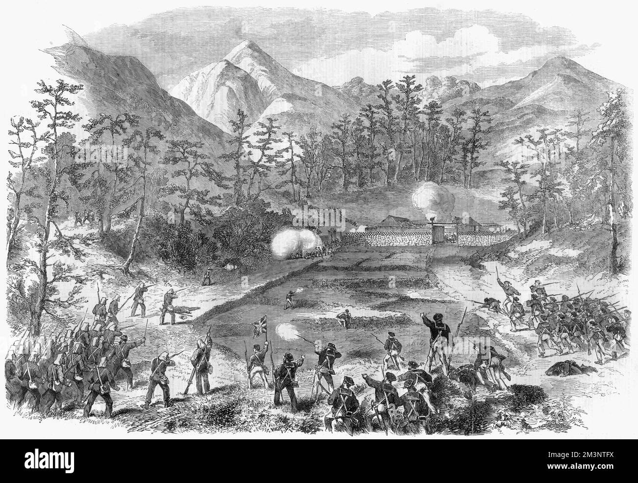 Die Marinebrigade und Marines stürmten die japanische Häftlinge in Simonosaki, September 6. 1864. September 6. 1864 Stockfoto