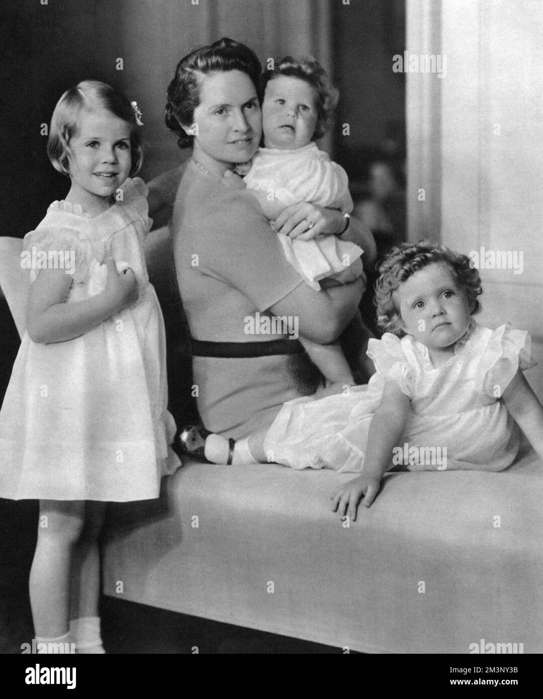 Prinzessin Sibylla von Schweden mit ihren Töchtern Stockfoto