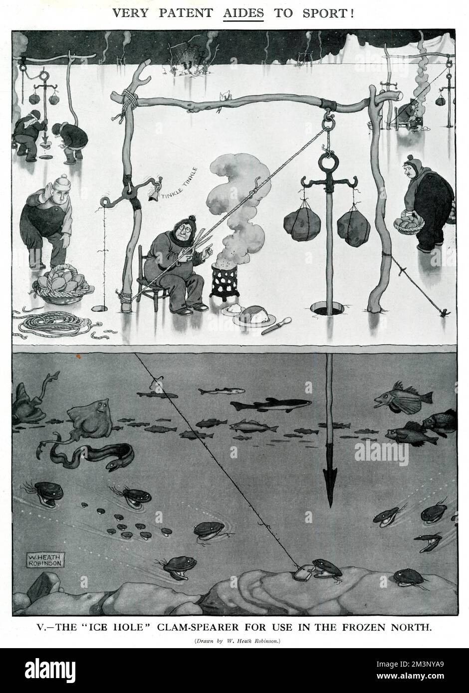 The Ice Hole Clam Spearer von Heath Robinson Stockfoto