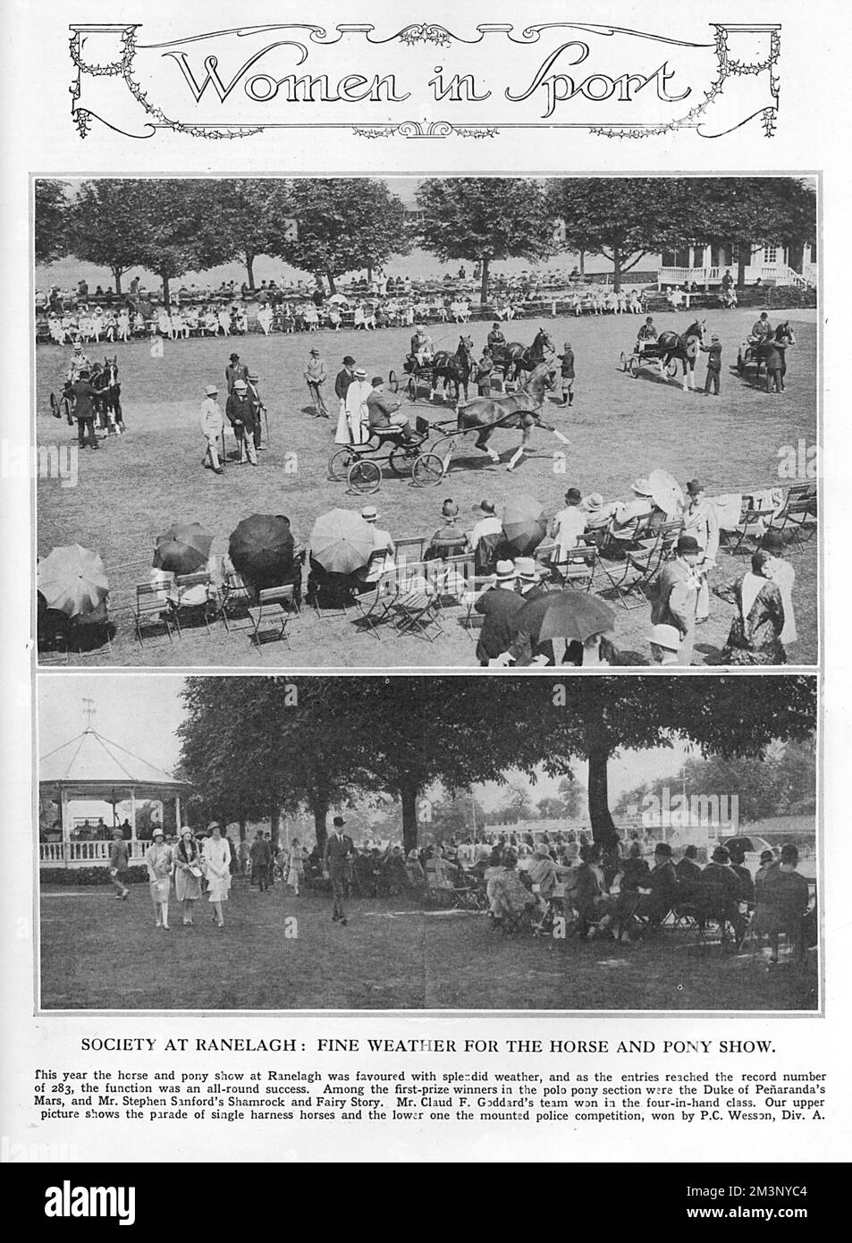 Eine Pferde-und-Pony-Show im Polo Club und den Society Pleasure Gardens, Ranelagh in Barnes, Südwest-London im Jahr 1928. Datum: 1928 Stockfoto