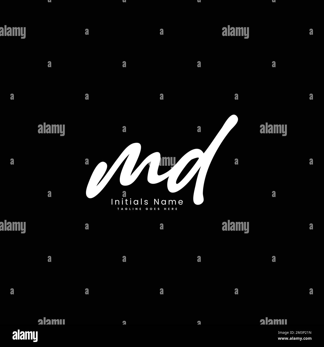 M D MD Anfangsbuchstabe handgeschrieben und Signaturvektorbild, moderner Stil in der Verbindungsvorlage Logo Stock Vektor