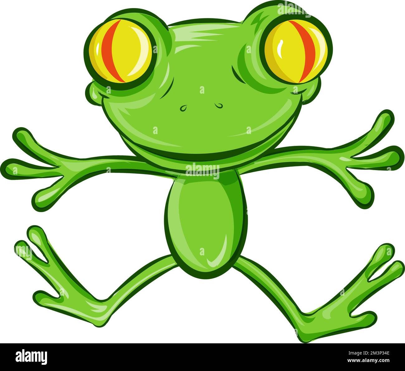 Der Cartoon-Charakter mit dem hüpfenden Frosch. Isoliert auf weiß Stock Vektor