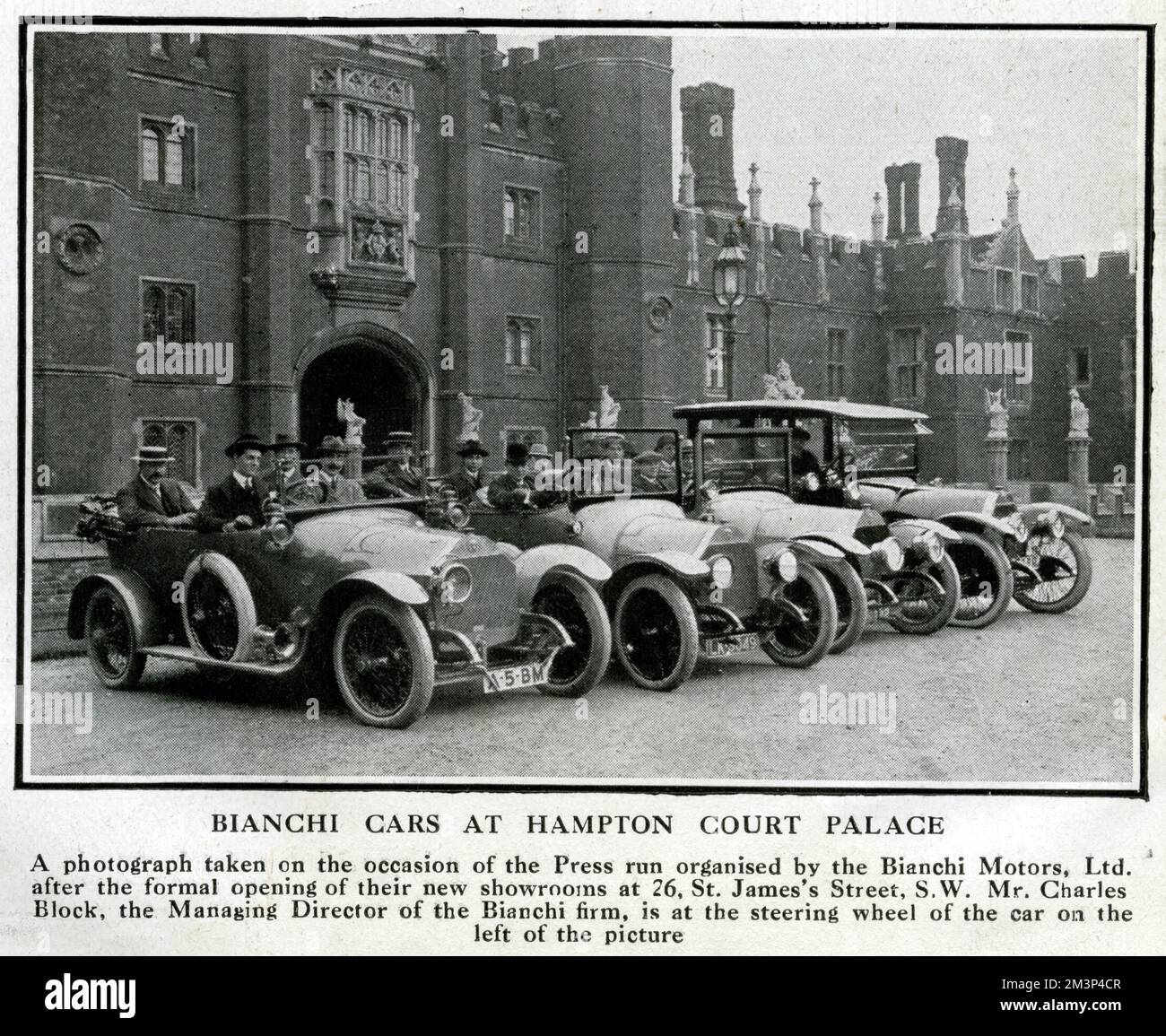 Bianchi Cars im Hampton Court Palace, London Stockfoto