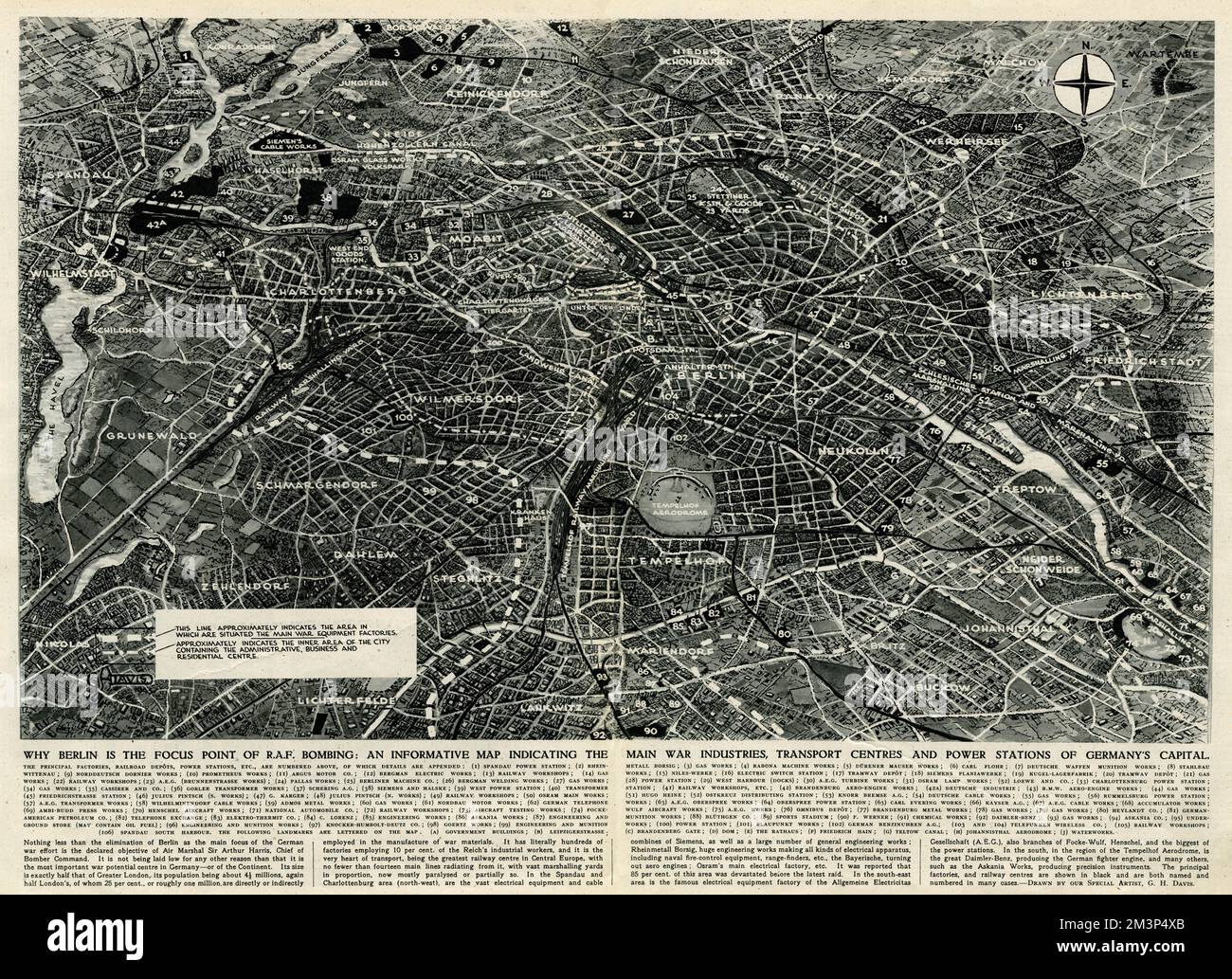 Kriegskarte von Berlin von G. H. Davis Stockfoto