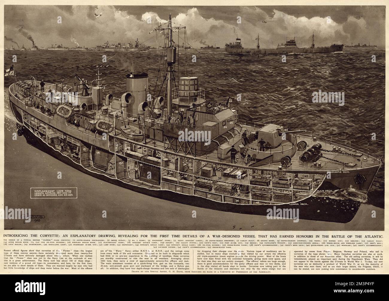 Detailzeichnung der Corvette von G. H. Davis Stockfoto