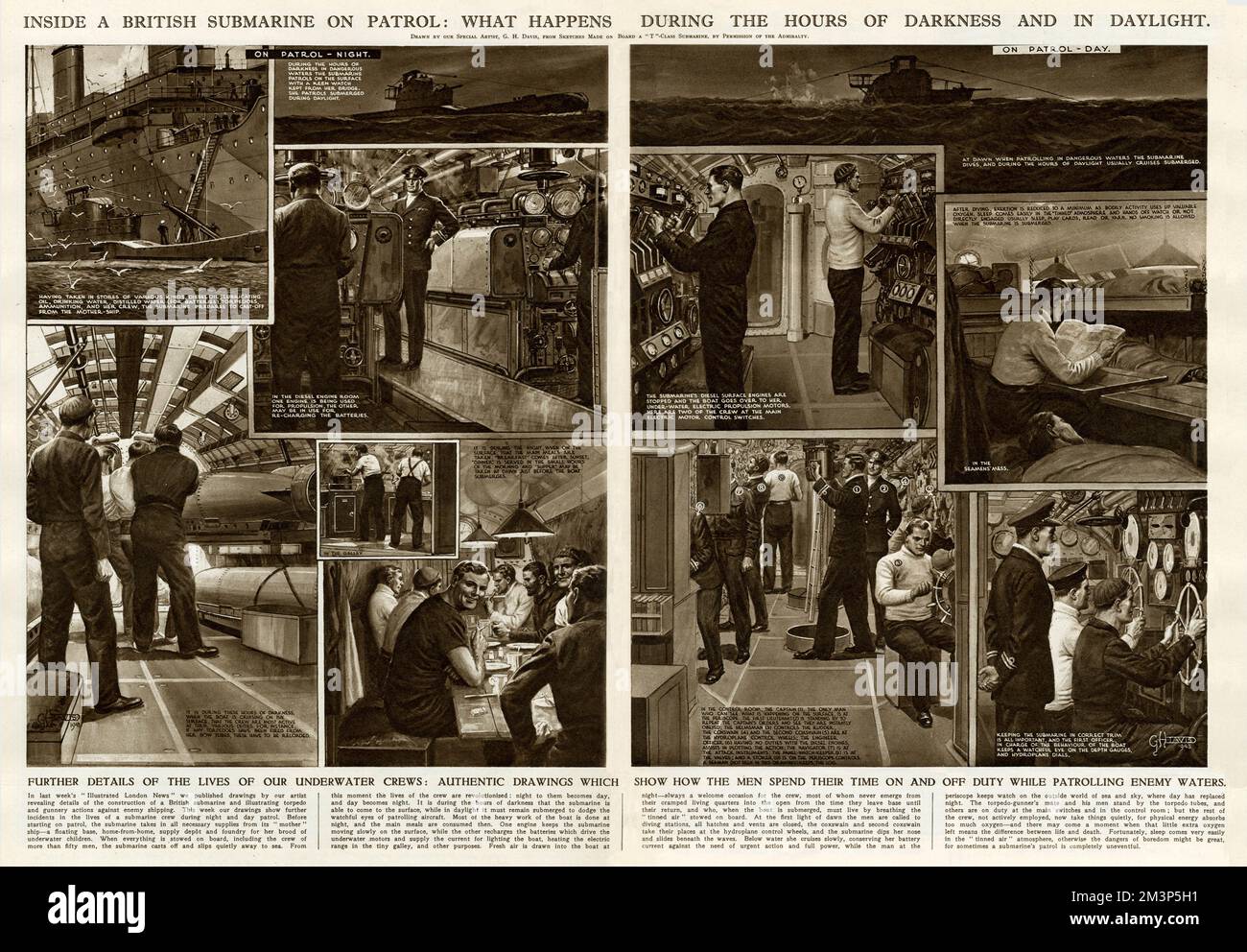 In einem britischen U-Boot von G. H. Davis Stockfoto