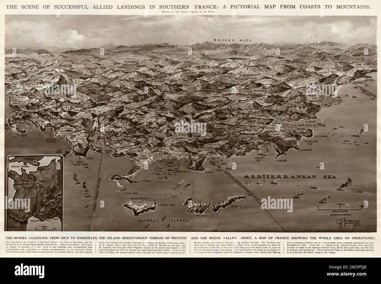 Alliierte Landungen in Südfrankreich durch G. H. Davis Stockfoto