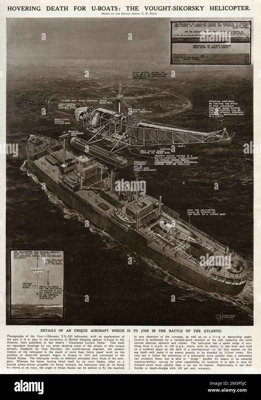 Vought-Sikorsky Hubschrauber von G. H. Davis Stockfoto
