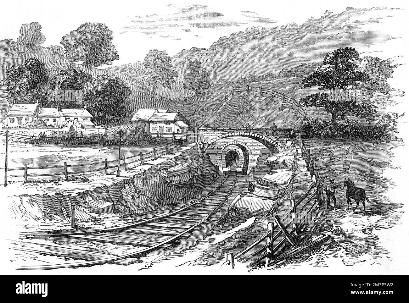 Der Eingang zum Denhill Tunnel, vom Süden, in der Nähe der Tidenham Station, illustriert bei der Eröffnung der Wye Valley Railway im Oktober 1876 Stockfoto