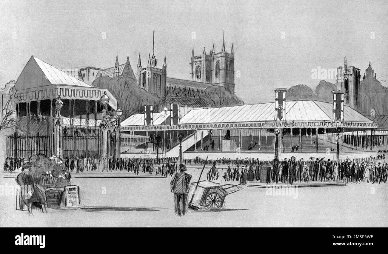 Aussichtsplattform in der Nähe der Westminster Abbey für 1937 Coron Stockfoto