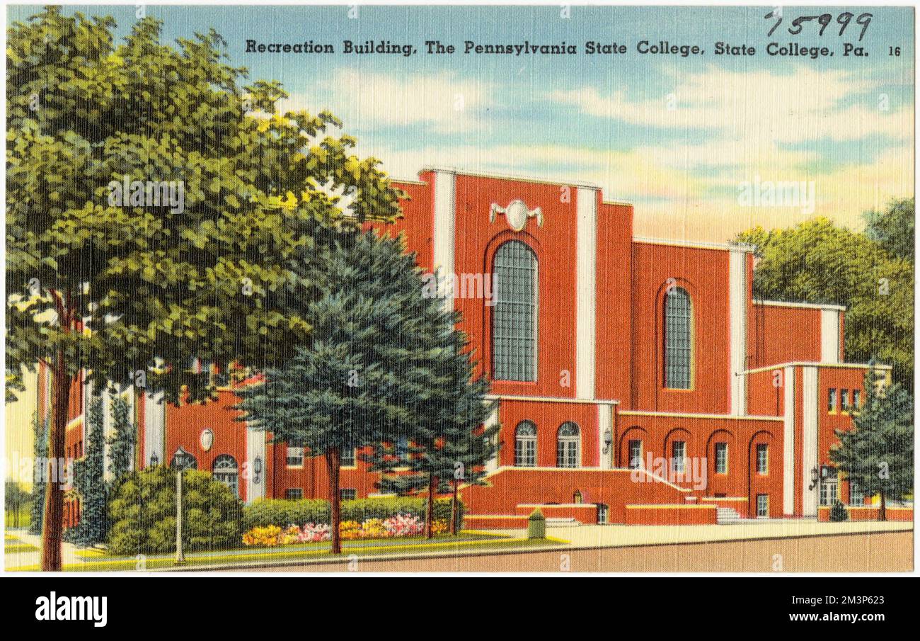 Erholungsgebäude, Pennsylvania State College, State College, Pa , Universitäten und Hochschulen, Tichnor Brothers Collection, Postkarten der Vereinigten Staaten Stockfoto