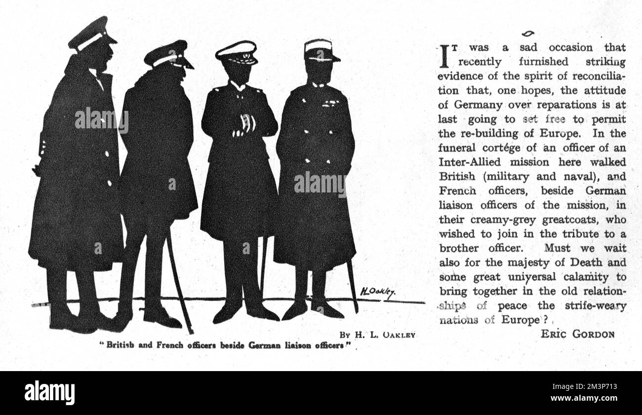 Britische und französische Offiziere mit deutschen Verbindungsbeamten Stockfoto