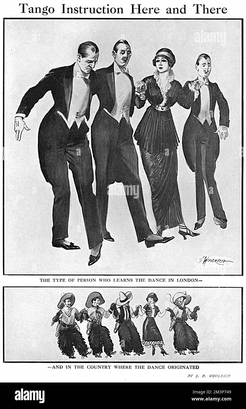 Tango Craze: Tango tanzen lernen, 1913 Stockfoto