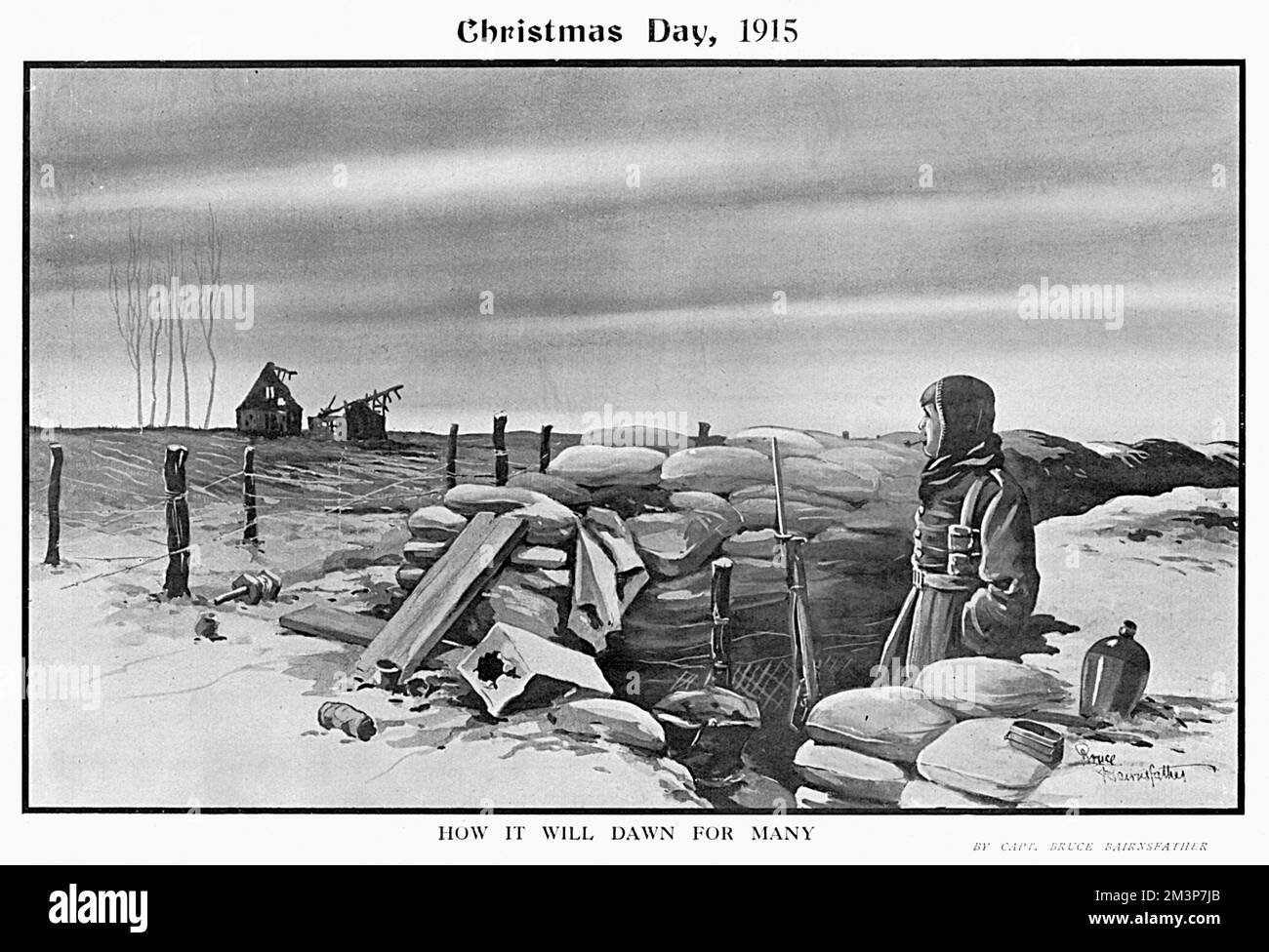 „Christmas Day, 1915" How IT will Dawn für viele Ein Cartoon von Captain Bruce Bairnsfather im Zuschauer Datum: 1915 Stockfoto