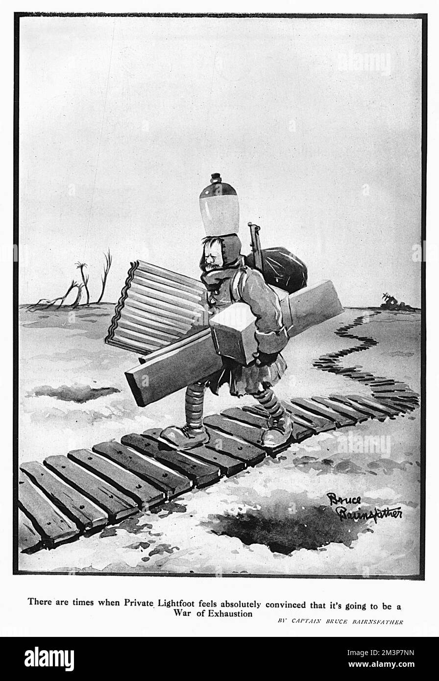 Ein Krieg der Erschöpfung von Bruce Bairnsfather Stockfoto