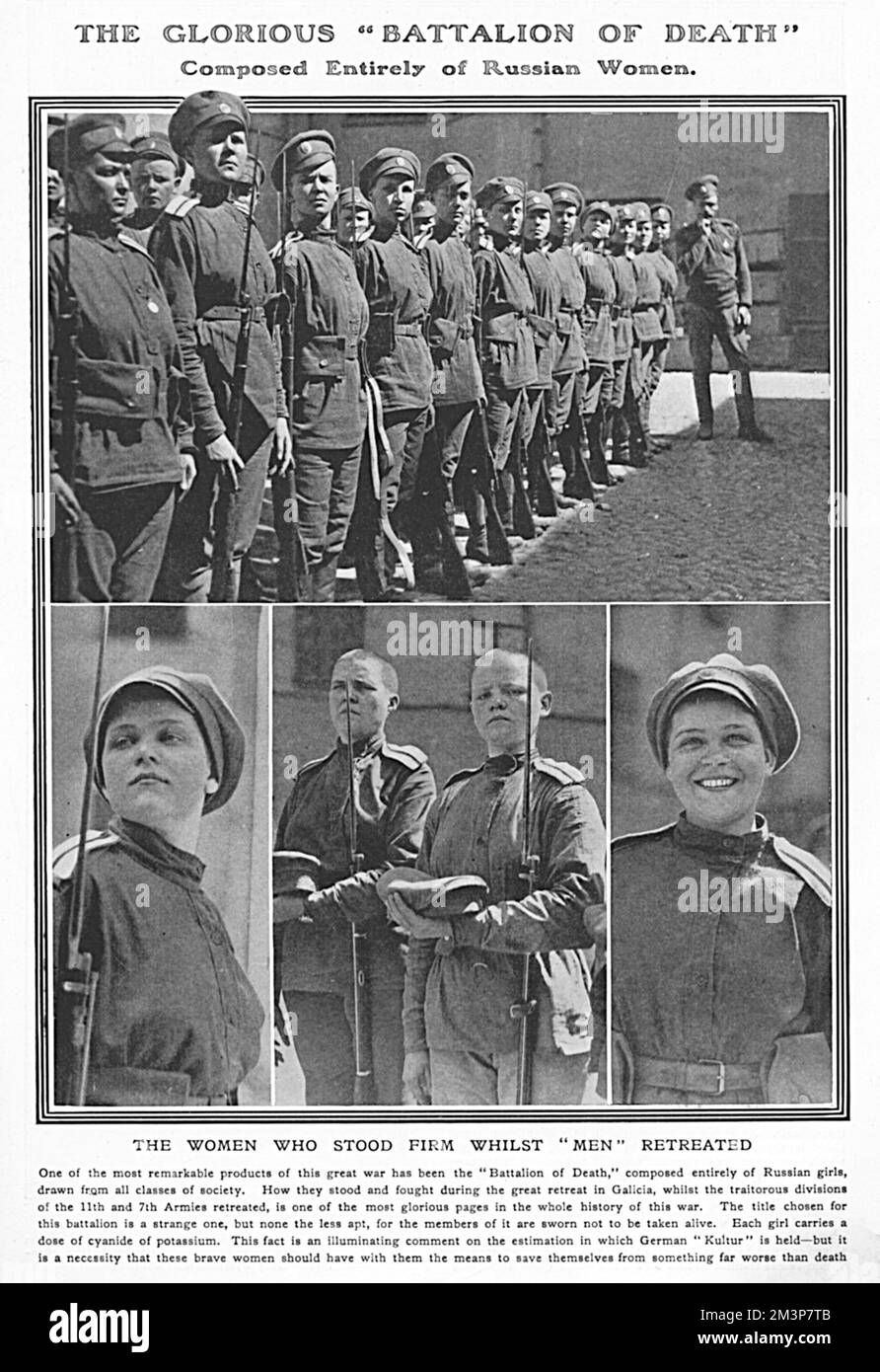 Russische Soldatinnen, Bataillon des Todes, 1. Weltkrieg Stockfoto