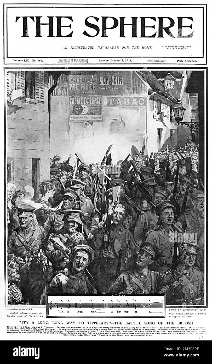 Es ist ein langer, langer Weg nach Tipperary, dem Lied der Briten Stockfoto