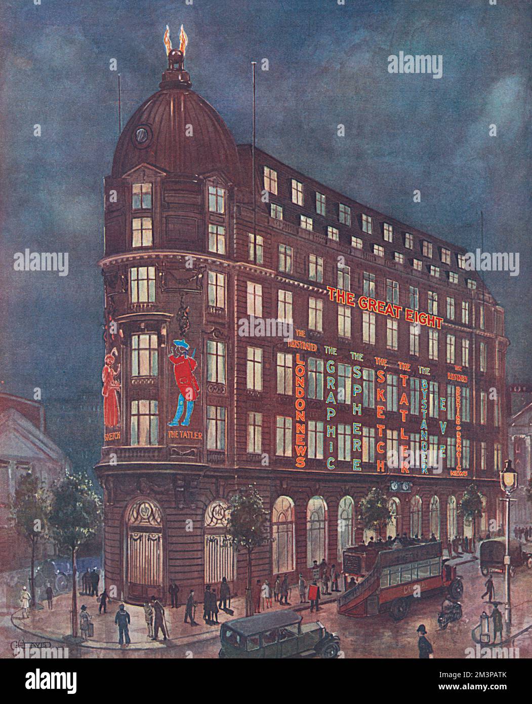 Ein Nachtblick auf Inveresk House, Heimat der Großen Eichen Stockfoto