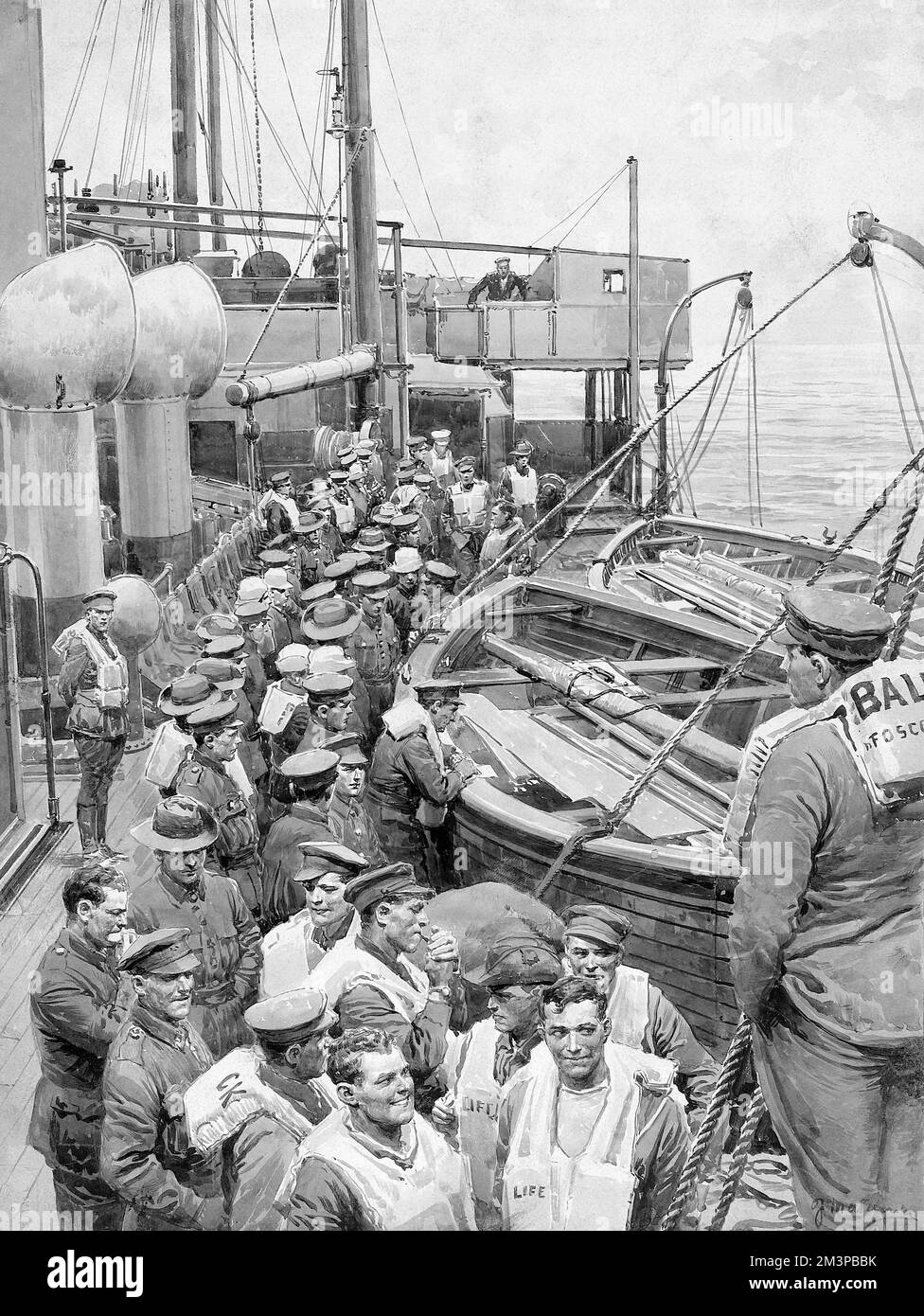 Armeepersonal an Bord des Schiffes, 1. Weltkrieg Stockfoto