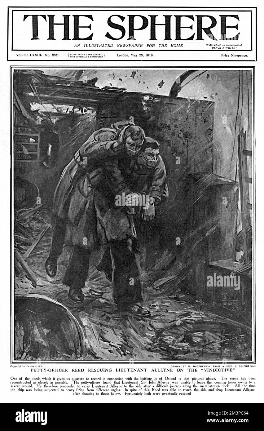 Zeebrugge - Petty Officer Reed rettet Lieutenant Alleyn Stockfoto