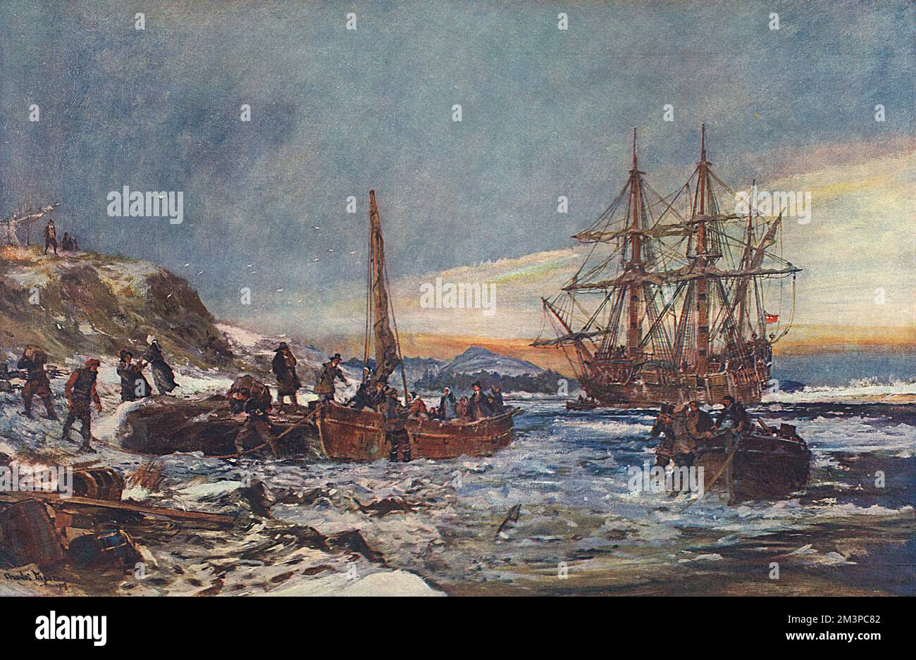 Landung der Pilgerväter, Neuengland, 1620 Stockfoto