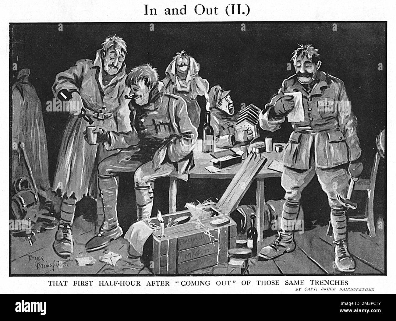 In and out (II.) von Bairnsfather Stockfoto