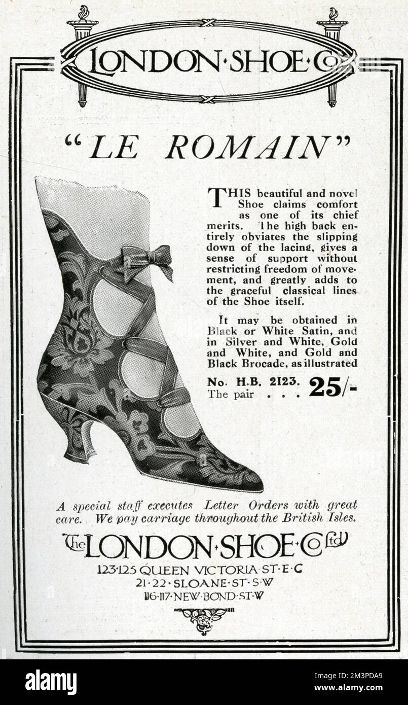 Werbung für London Shoe 1913 Stockfoto