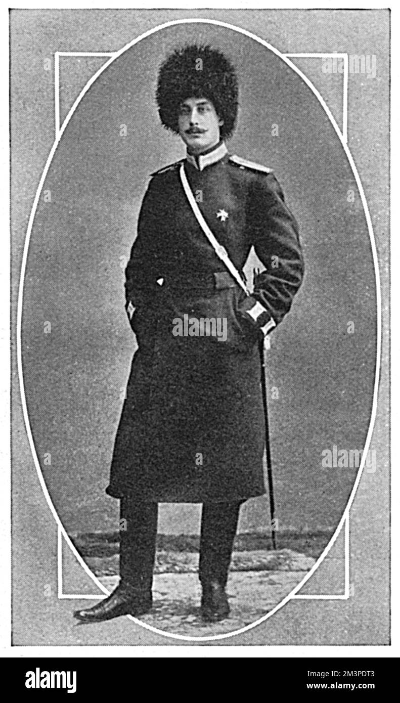 Graf Peter Benckendorff, Sohn des russischen Botschafters in London, der 1915 in der Nähe von Kovno im Alter von dreißig Jahren getötet wurde. Er war Colonel in einem russischen Kavallerie-Regiment. Datum: 1915 Stockfoto