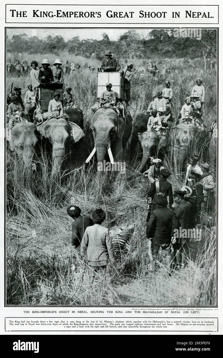 King Emperor's große Schießerei in Nepal 1911 Stockfoto