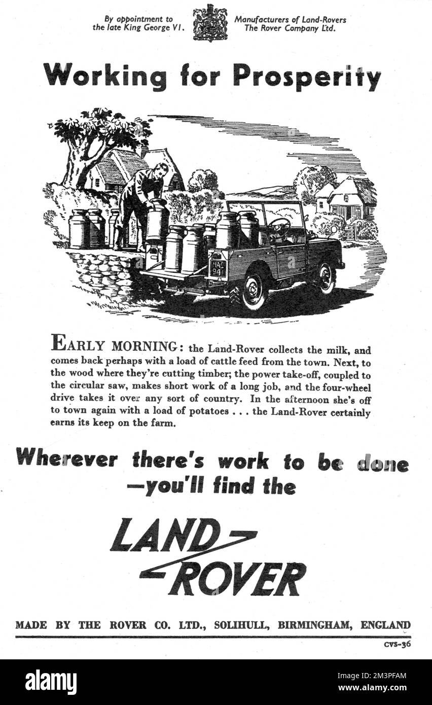Land Rover Werbung, 1952 Stockfoto