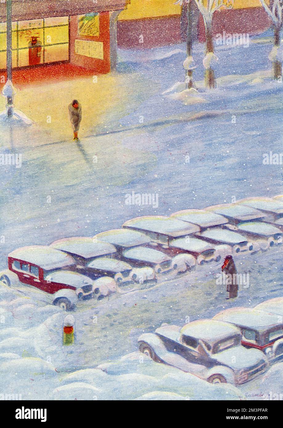 Eine Tragödie des Winterparkens Stockfoto