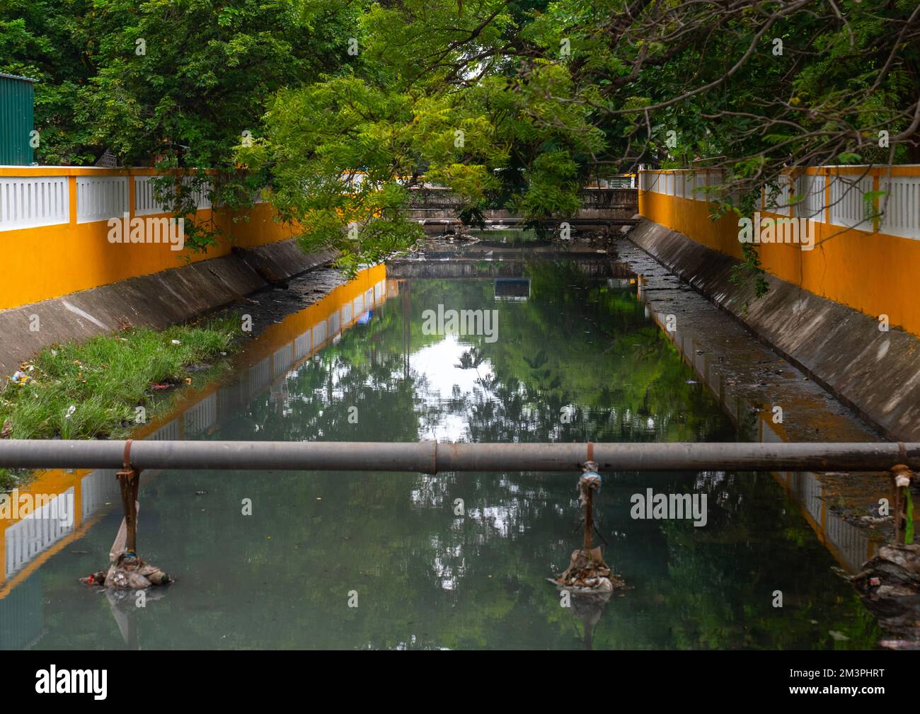 Der Kanal wurde von den franzosen, Pondicherry, Puducherry, Indien hergestellt Stockfoto