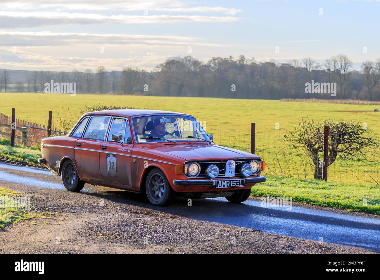 Middleshaw, Schottland - 05. Dezember 2022 : 1973 Volvo 144 Cars im Hero Le Jog Land's End to John O'Groats Reliability Trial Stockfoto