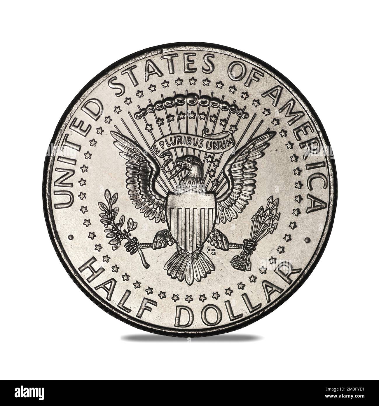 Amerikanischer halber Dollar von 2020 auf weißem Hintergrund Stockfoto