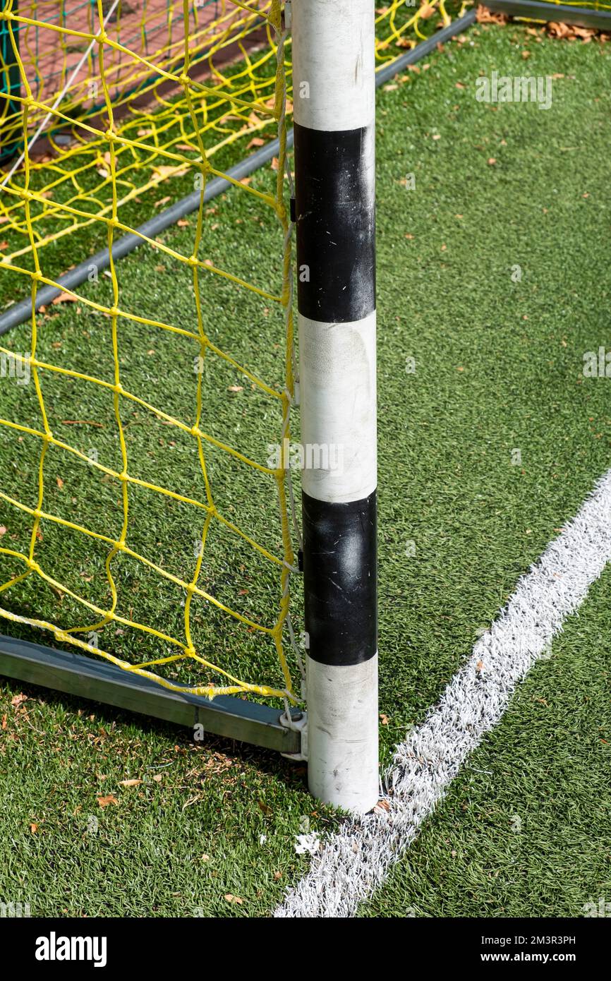 Nahaufnahme eines Fußballtors Stockfoto