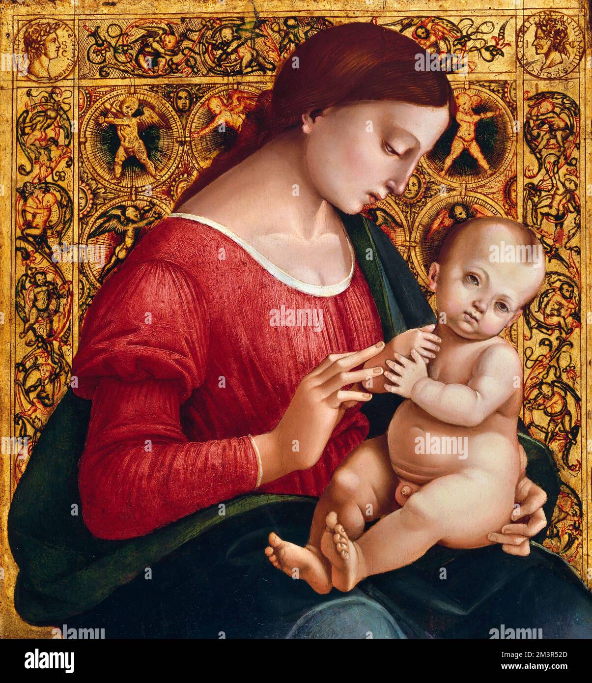 Luca Signorelli. Gemälde mit dem Titel "Madonna und Kind" des frühen italienischen Renaissance-Malers Luca Signorelli (ca. 1441/1445-1523), Öl und Gold auf Holz, c. 1505-07 Stockfoto