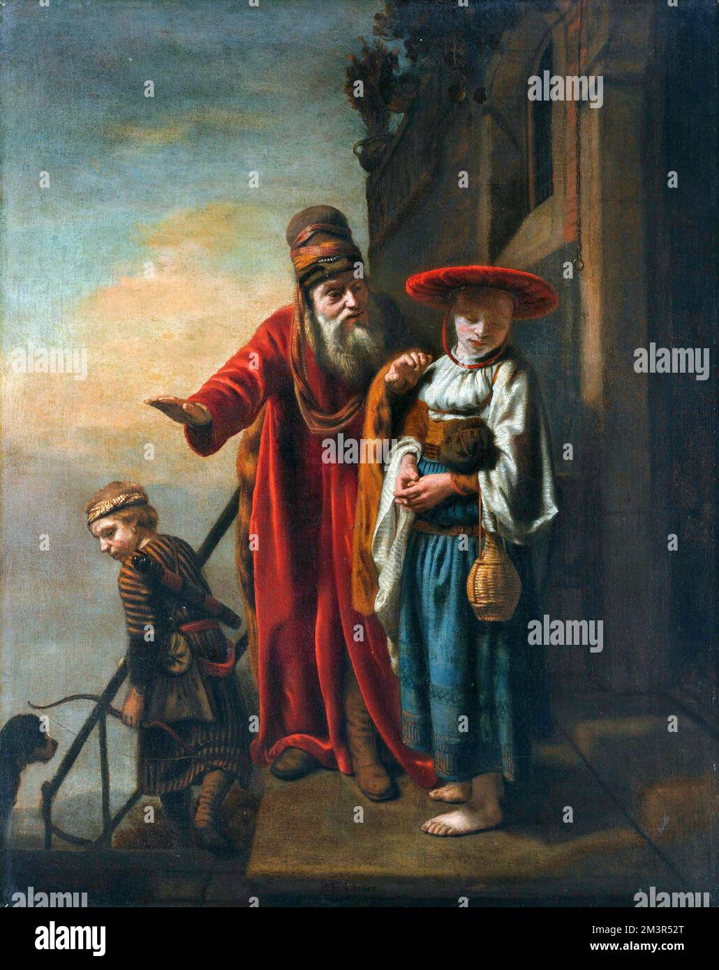 Abraham entlässt Hagar und Ishmael von Nicolaes Maes (1634-1693), Öl auf Leinwand, 1653 Stockfoto