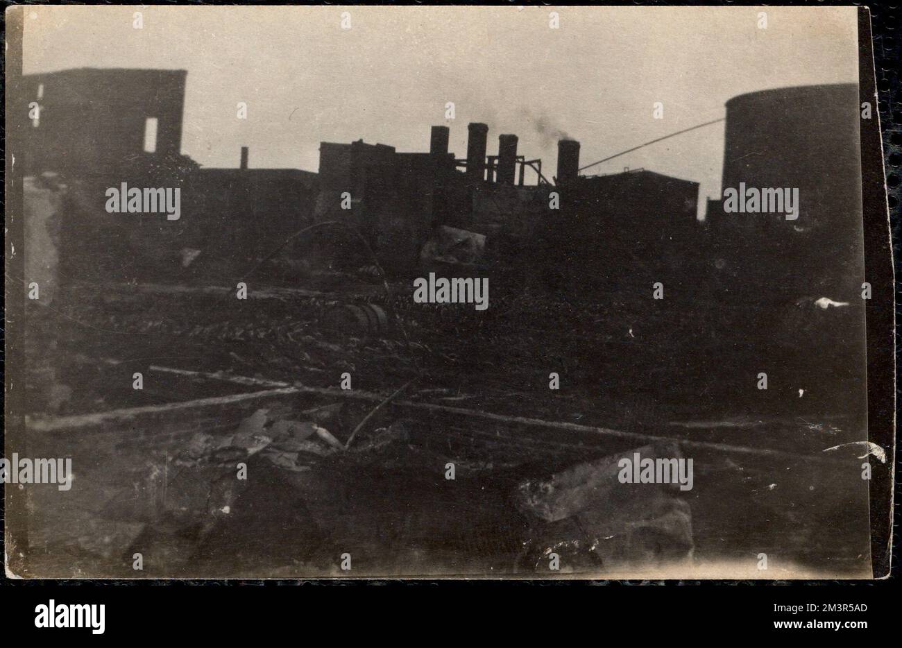 Ruinen des großen Chelsea-Feuers, Feuer, Ruinen. Chelsea Public Library Archivsammlung Stockfoto