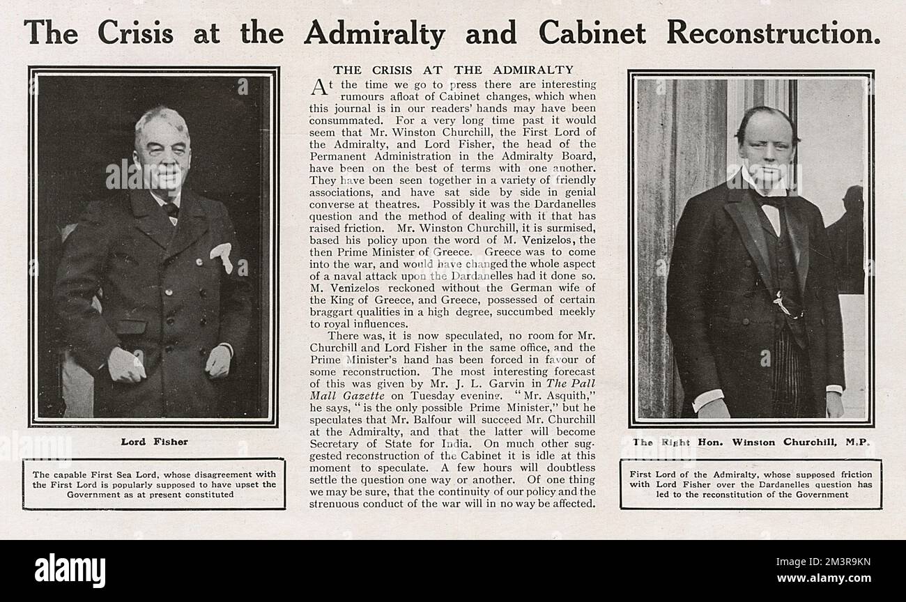 Die Krise bei der Admiralität: Lord Fisher und Winston Churchill Stockfoto