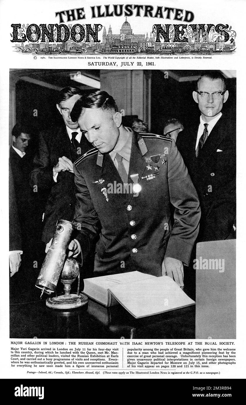 Illustrated London News Titelseite - Yuri Gagarin in London Stockfoto