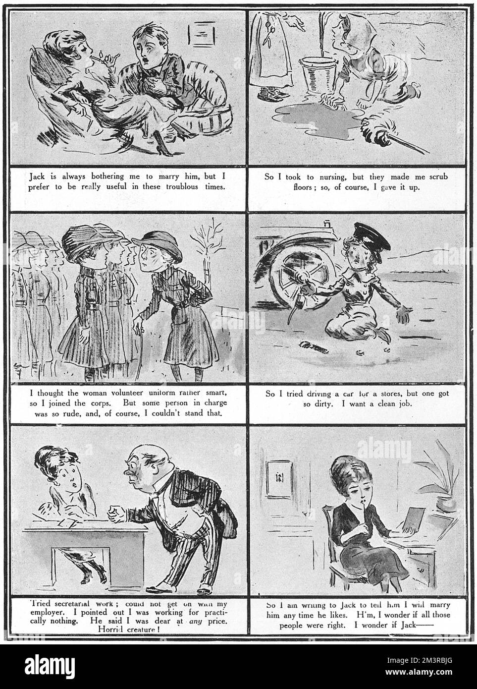 Heirat oder Kriegsarbeit, Comic aus dem 1. Weltkrieg von A. Wallis Mills Stockfoto