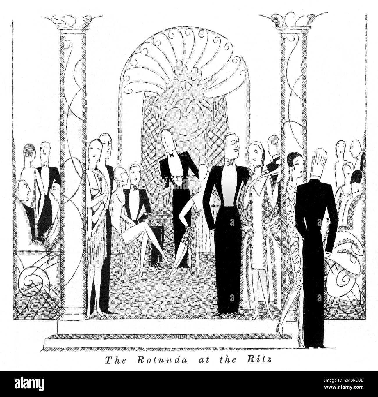 Die Rotunda im Ritz Hotel, mit Geschichtenfreunden, die herumschwirren und sich unterhalten. Datum: 1926 Stockfoto