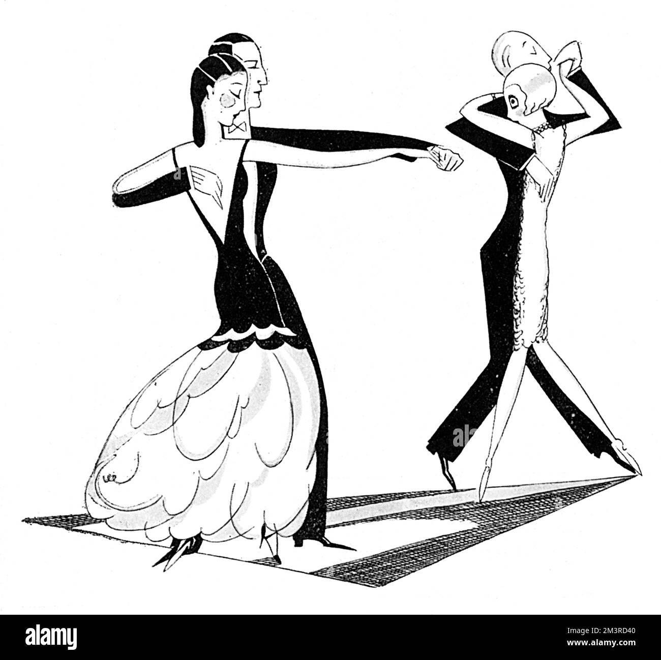 Eine spanische Dame mit einem engen schwarzen Oberteil und einem langen rosa Chiffonrock demonstriert den authentischen Tango auf der Tanzfläche im Savoy Hotel. Datum: 1926 Stockfoto