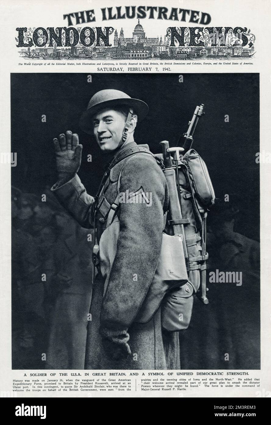 Ein Soldat der USA, der Great American Expeditionary Force, in Großbritannien, Januar 1942. 1942 Stockfoto