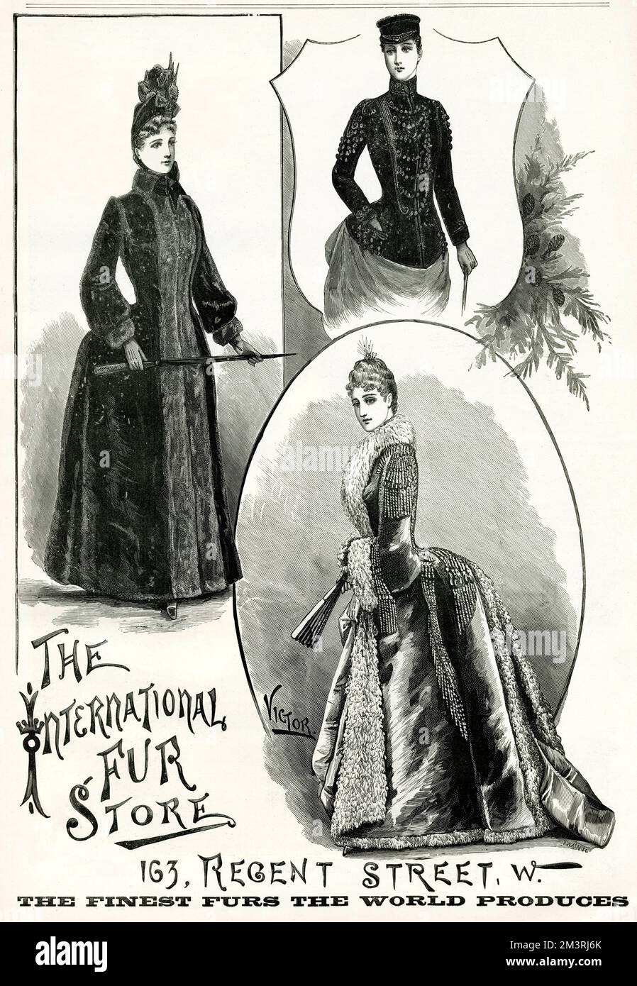 Mantel mit Fellfutter, sportlichem Oberteil und hohem Rundkragen. 1888 Stockfoto