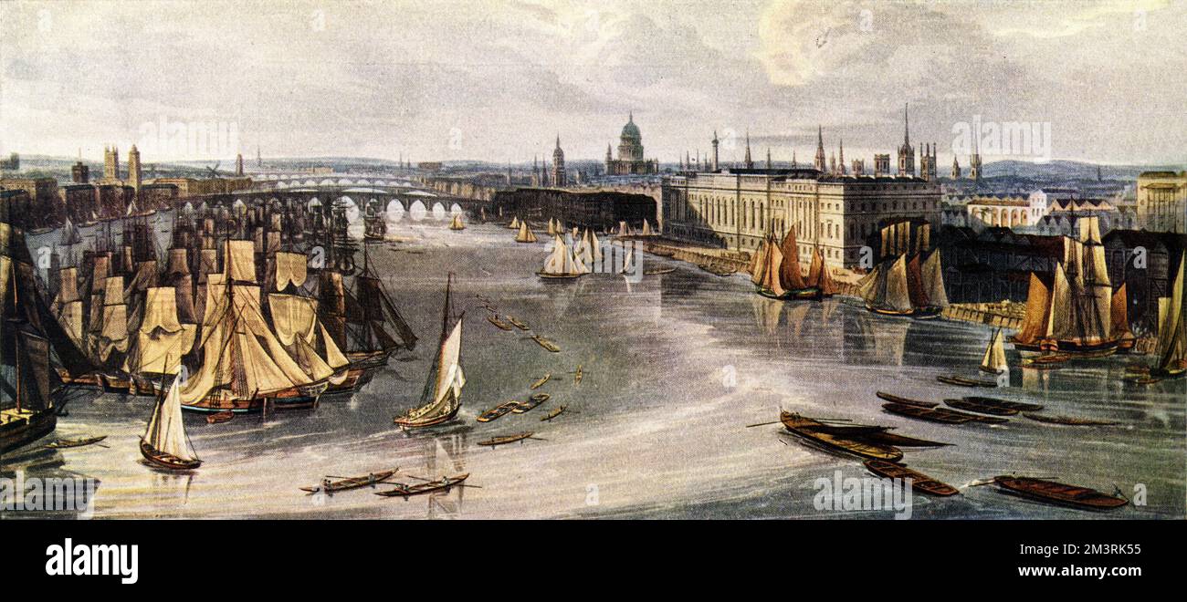 Darstellung der Themse im frühen 19. Jahrhundert Stockfoto