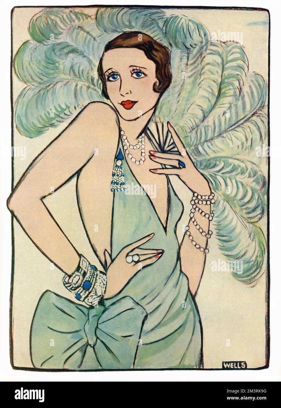 Ein Showgirl mit Federn und edlem Schmuck. 1928 Stockfoto