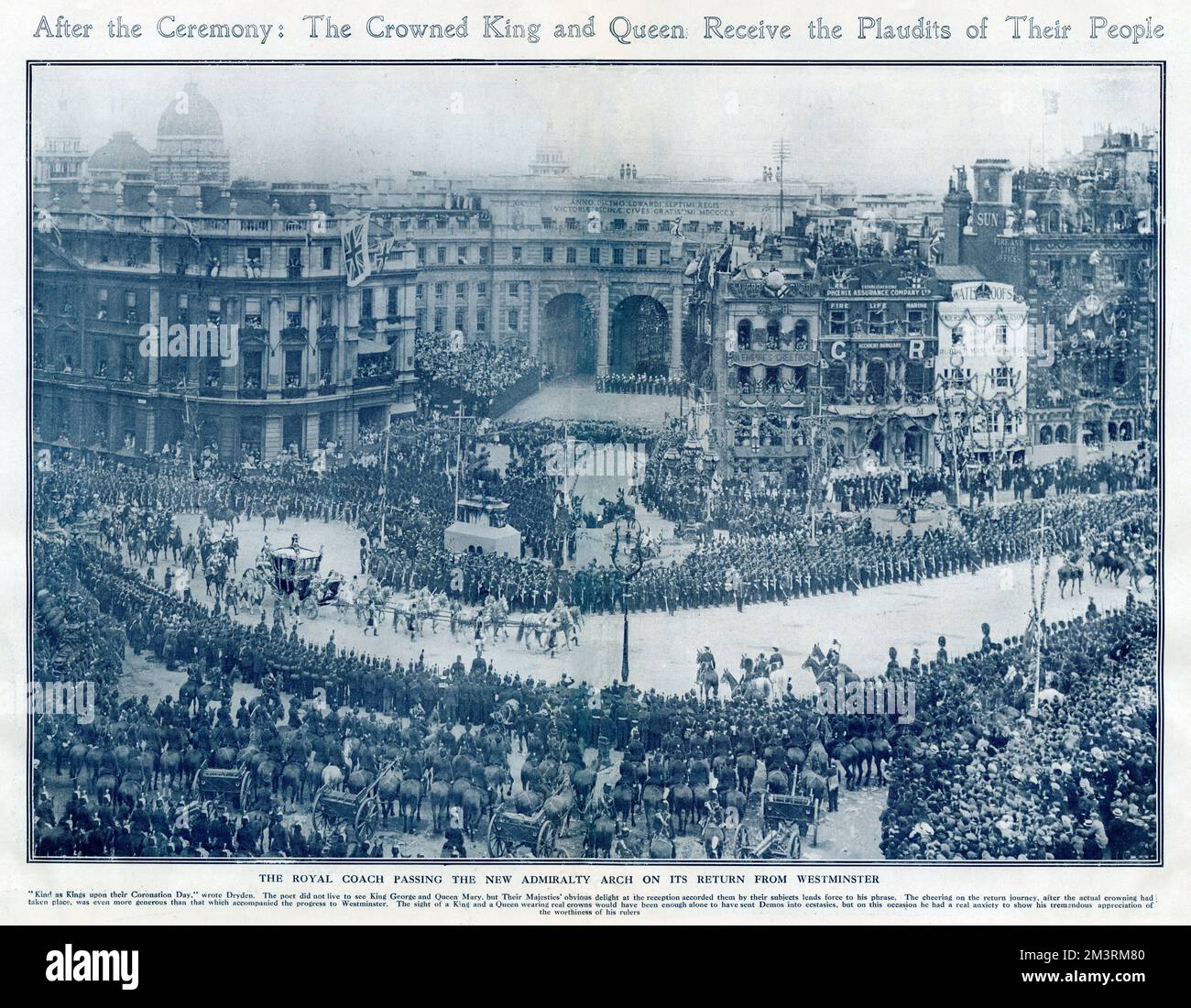 Nach der Zeremonie kehrten der gekrönte König und die gekrönte Königin vom Westminister zurück und erhielten den Jubel von Menschenmassen, die zuschauten. 22.. Juni 1911 Stockfoto