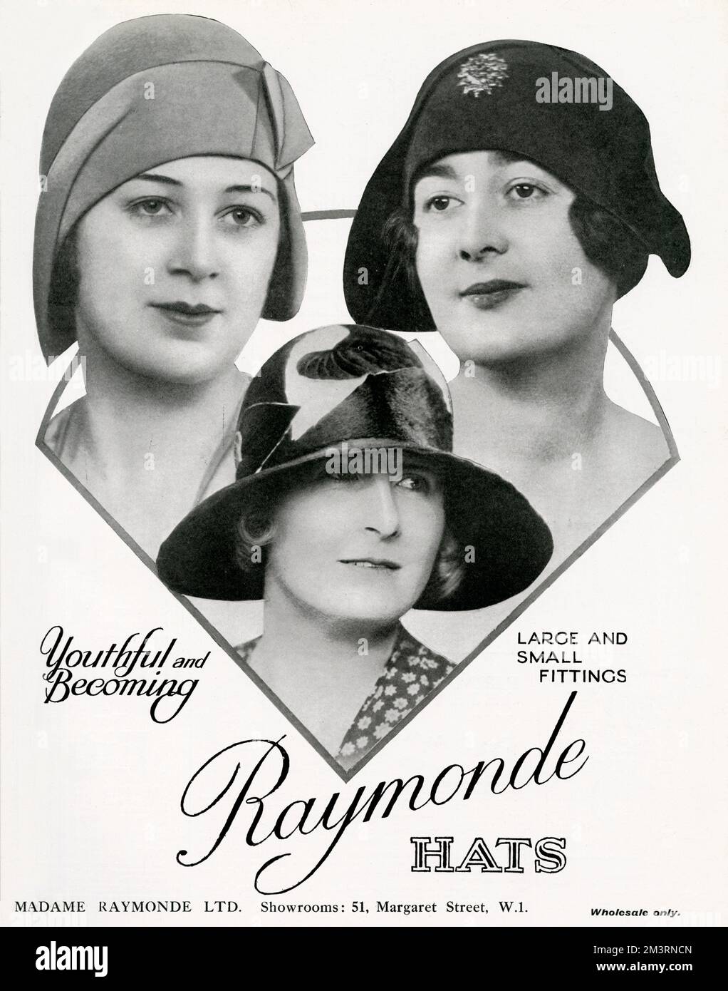 Anzeige für Madame Raymonde Damenhüte 1929 Stockfoto