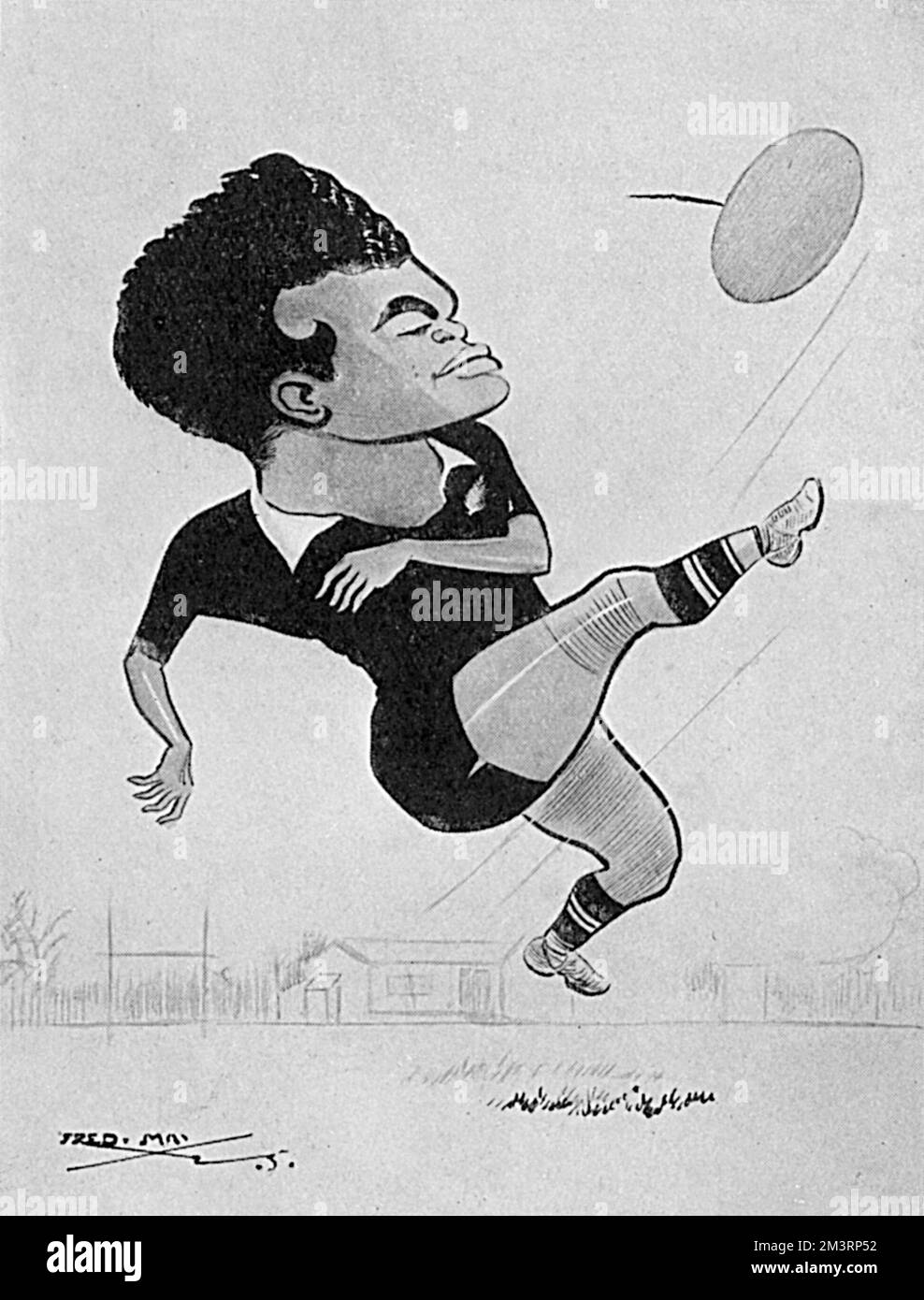 George Nepia (1905 - 1986), Neuseeland M&#x2bf2;i Rugby Union und Rugby League Player. Er wird als außergewöhnlicher Full-Back und einer der berühmtesten M&#x2bf2;i Rugby-Spieler in Erinnerung gerufen. Er wurde 1990 in die New Zealand Sports Hall of Fame aufgenommen. Von Fred May in den illustrierten Sporting &amp; Dramatical News 1925 karikiert. 1925 Stockfoto